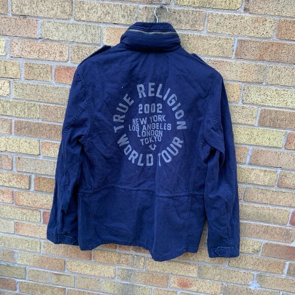 True Religion Utility Cargo Jacket Large Blue - Picture 3 of 6